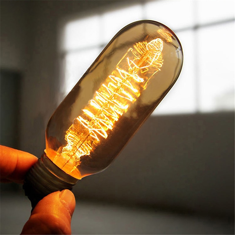 5pcs 40W Edison Vintage Incandescent Light Bulb Dimmable T45 Antique Spiral Filament E26 E27 Amber Warm White for Home Lighting Fixture 220-240V2