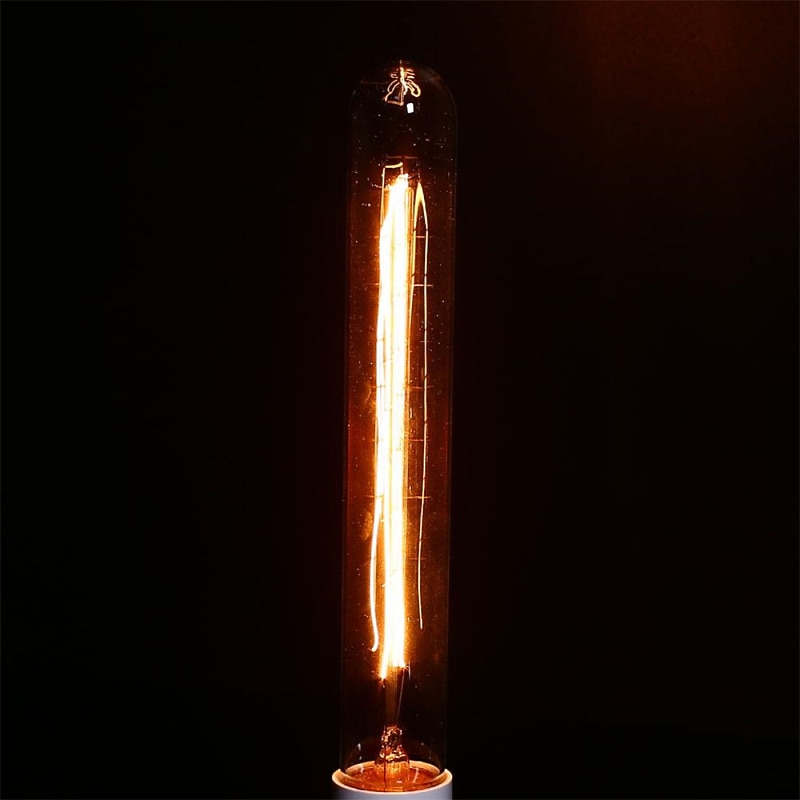 5pcs T9/T185 40W Vintage Edison Light Bulbs Antique Incandescent Bulb E26 E27 Tubular Bulb Nostalgic Tungsten Filament Golden Tinted Glass for Industrial Wall Sconces Pendant Lighting 220-240V2