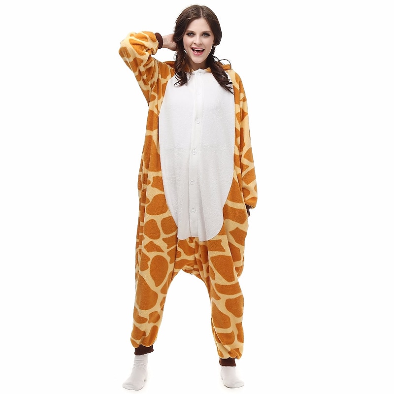 Adults' Patchwork Nightwear Camouflage Onesie Costume Carnival Costume Giraffe Onesie Pajamas Kigurumi Pajamas Pajamas For Men and Women Christmas Carnival New Year Cartoon