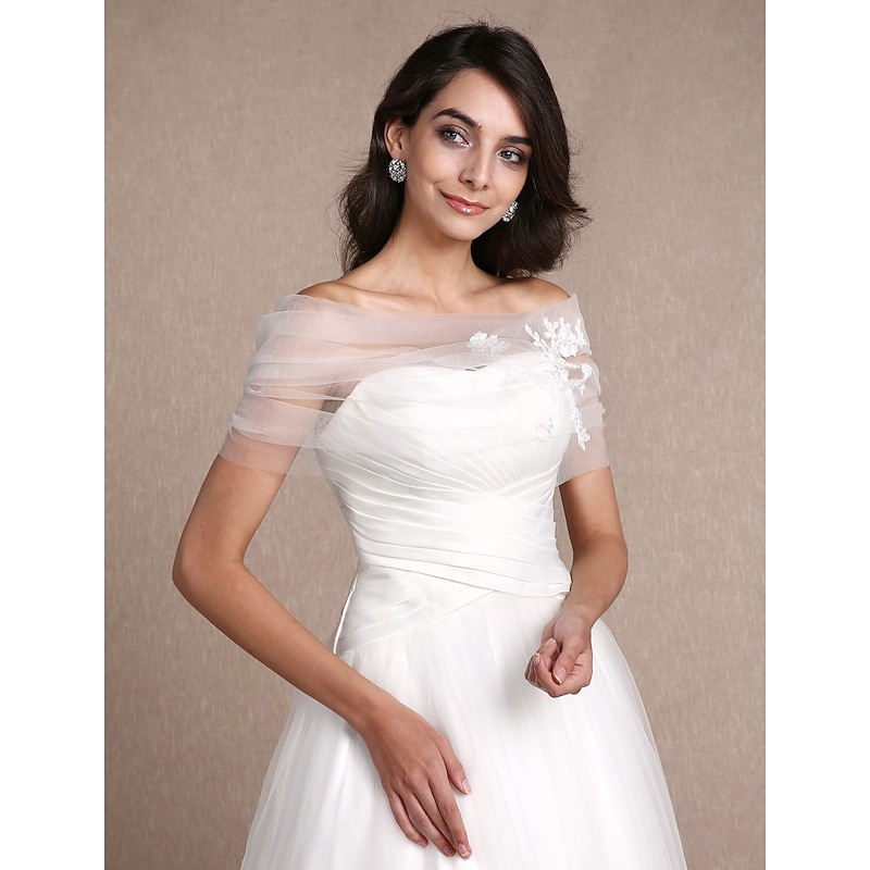 Sleeveless Shrugs Tulle Wedding / Party Evening Women's Wrap With Appliques3