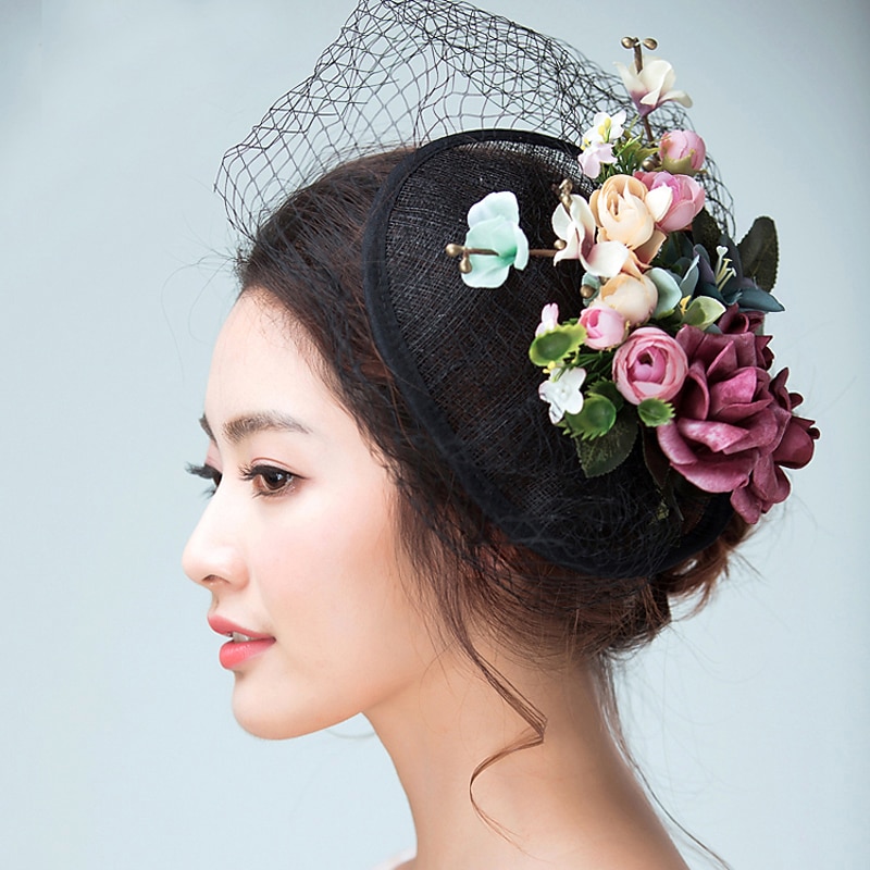 Fascinators Hats Fall WeddingHeadwear Flax Horse Race Ladies Day Royal Astcot Vintage Style Flower Elegant With Floral Headpiece Headwear dress to impress Race Day Dress2