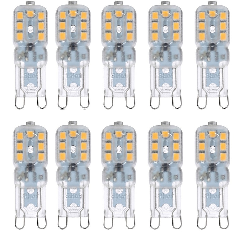 10pcs 2.5W LED Bi-pin Lights Bulbs 250lm G9 14LED Beads SMD 2835 Dimmable Landscape 30W Halogen Bulb Replacement Warm Cold White 360 Degree Beam Angle 220-240V 110-130V