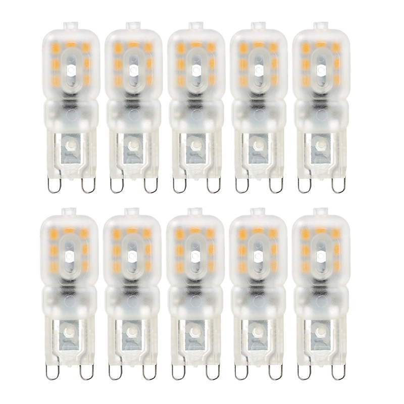 10pcs 2W LED Bi-pin Lights Bulbs 400lm G9 14LED Beads SMD 2835 Dimmable Landscape 40W Halogen Bulb Replacement Warm Cold White 360 Degree Beam Angle 220V