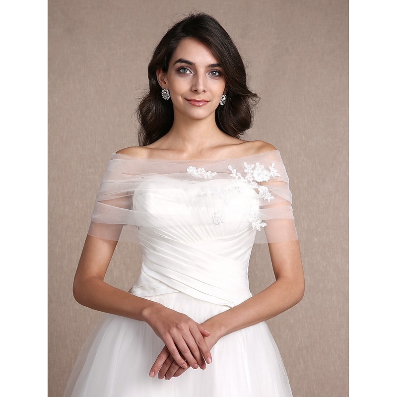 Sleeveless Shrugs Tulle Wedding / Party Evening Women's Wrap With Appliques