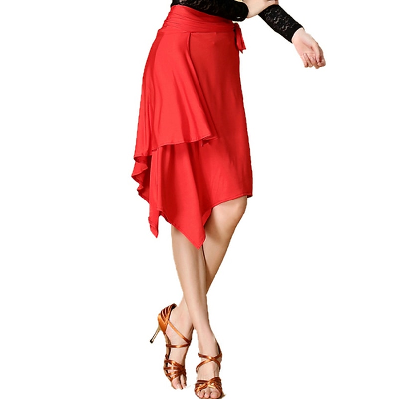 Latin Dance Skirt Leopard Women's Training Performance Chinlon Spandex