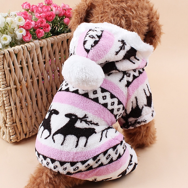 Dog Cat Hoodie Jumpsuit Pajamas Puppy Clothes Christmas Keep Warm Winter Warm Dog Clothing