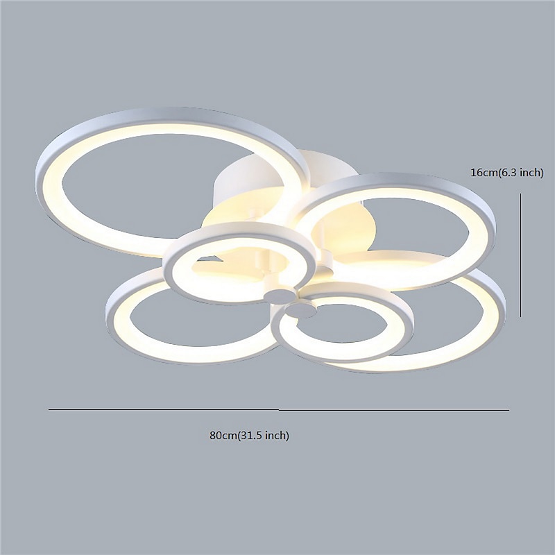 6-Light LED Dimmable Ceiling Light Flush Mount Lights Circle Design Modern Style Simplicity Acrylic 90W Living Room Dining Room Bedroom Light Fixture ONLY DIMMABLE WITH REMOTE CONTROL4