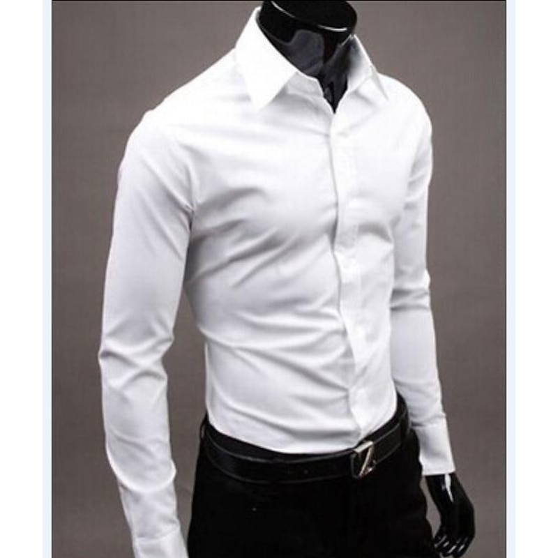 Men's Dress Shirt Collared Shirt Button Up Shirt Plain Formal Wedding Black White Yellow Pink Long Sleeve Shirt Collar Clothing Apparel3