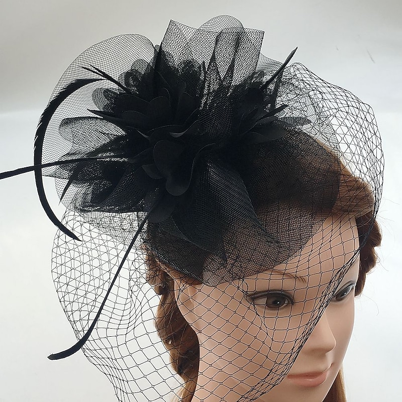 Tulle / Feather / Net Fascinators Kentucky Derby Hat / Headwear / Birdcage Veils with Floral 1PC Wedding / Special Occasion / Casual Headpiece