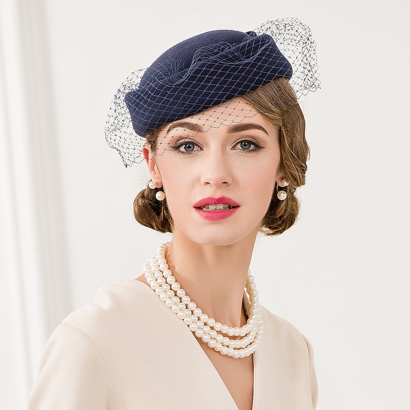 Wool / Net Kentucky Derby Hat / Fascinators / Hats with Floral 1pc Wedding / Special Occasion / Casual Headpiece2