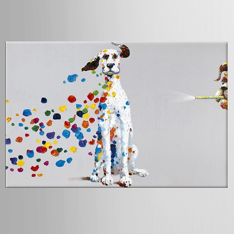 Nursery Oil Painting Handmade Hand Painted Wall Art Pop Dog Animal Home Decoration Décor Stretched Frame Ready to Hang3