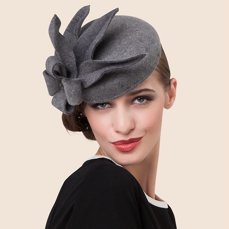 Elegant Wool Hats Fascinators Kentucky Derby Hat Classic Solid Color Wedding / Tea Party / Ladies Day Headpiece For Women Autumn & Winter4