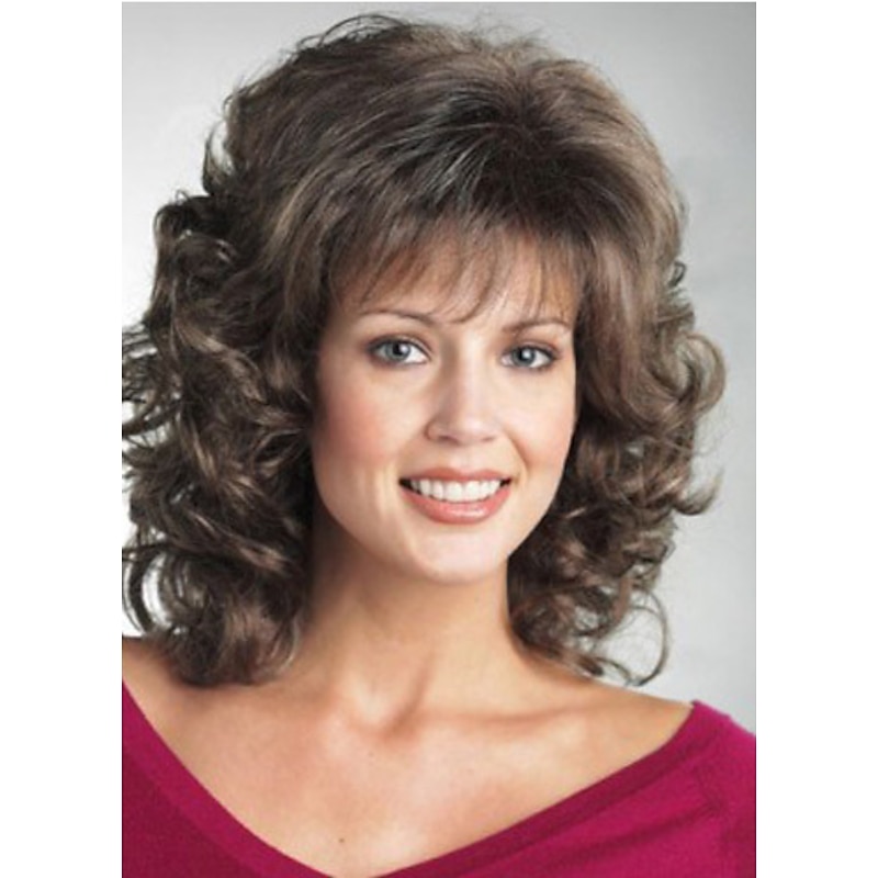 Brown Wigs for Women Synthetic Wig Curly Curly Wig Medium Length Brown Synthetic Hair Brown - Main Image