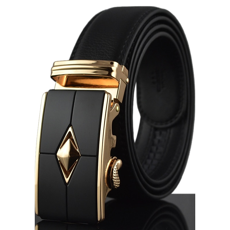 Men's Luxury Belt Leather Solid Colored Silver Gold