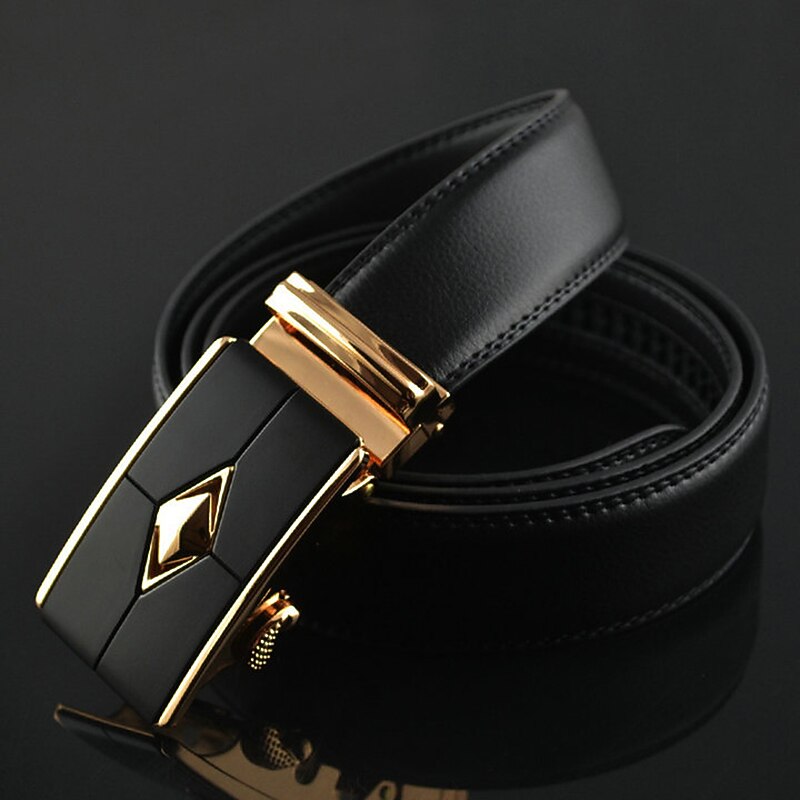 Men's Luxury Belt Leather Solid Colored Silver Gold3