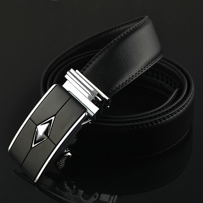 Men's Luxury Belt Leather Solid Colored Silver Gold4