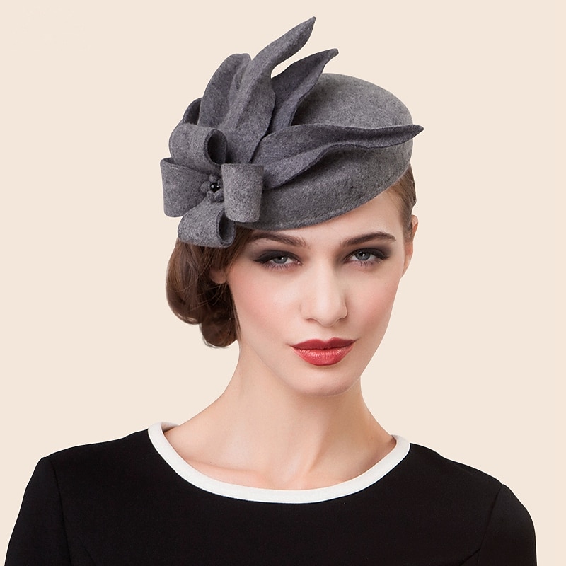 Elegant Wool Hats Fascinators Kentucky Derby Hat Classic Solid Color Wedding / Tea Party / Ladies Day Headpiece For Women Autumn & Winter2