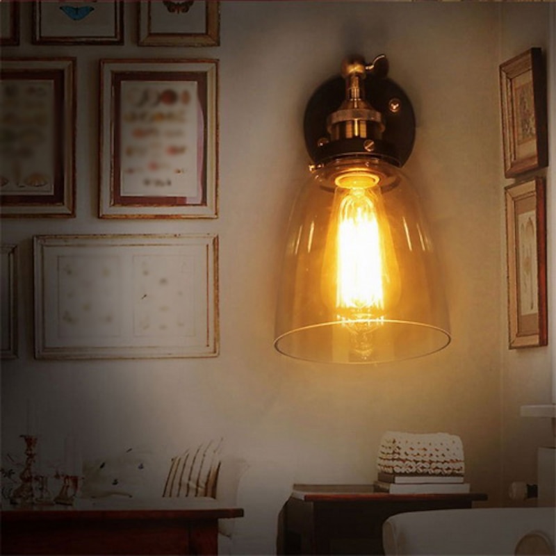 25.5cm  LED Wall Light Single Design Rustic / Lodge Wall Lamps  Metal Retro Industrial Style Wall Sconces Entry and Mudroom Glass Light Vintage Industrial 110-120V 220-240V 60 W3