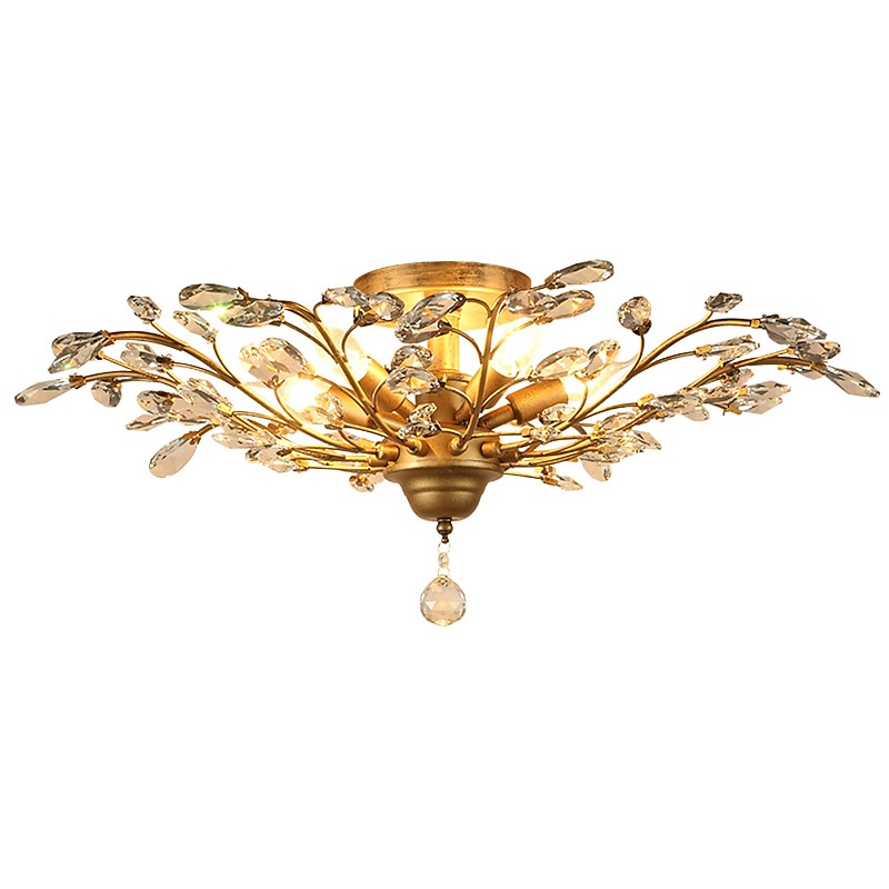 5-Light 78 cm Crystal / Mini Style / LED Flush Mount Lights Metal Antique Brass Modern Contemporary 110-120V / 220-240V / E12 / E14 Flower Design2