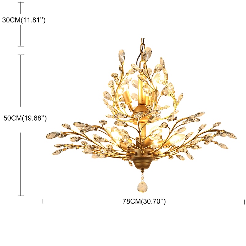 8-Light 78 cm Chandelier LED Pendant Light Metal Crystal Antique Brass Modern Contemporary 110-120V / 220-240V4
