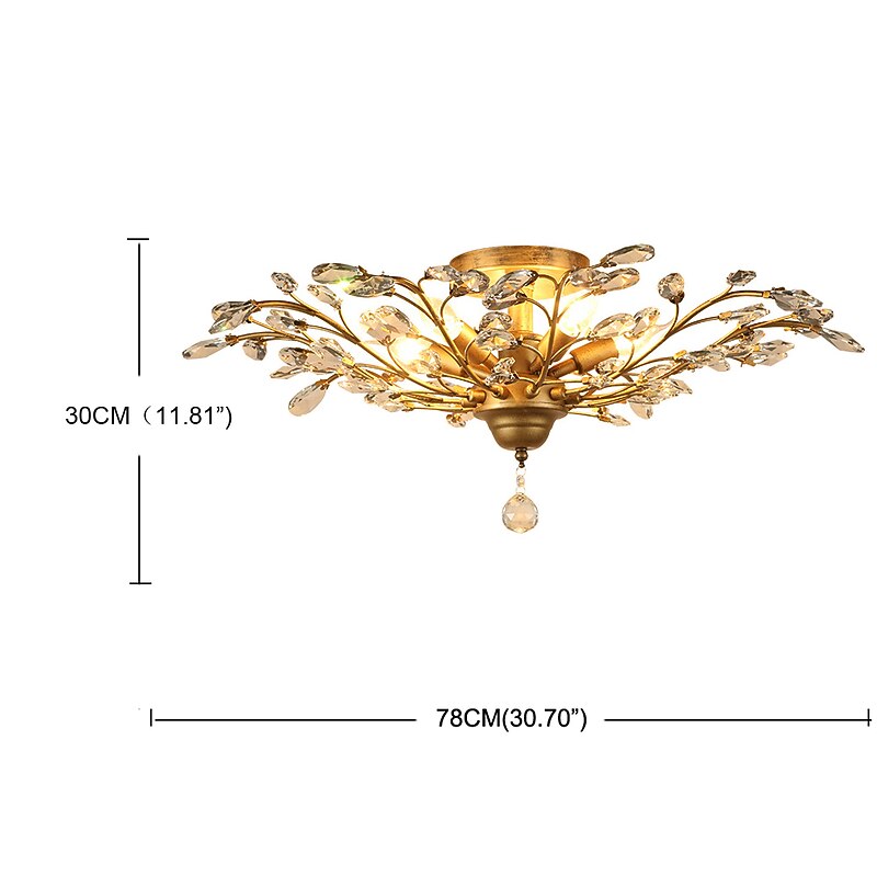 5-Light 78 cm Crystal / Mini Style / LED Flush Mount Lights Metal Antique Brass Modern Contemporary 110-120V / 220-240V / E12 / E14 Flower Design4