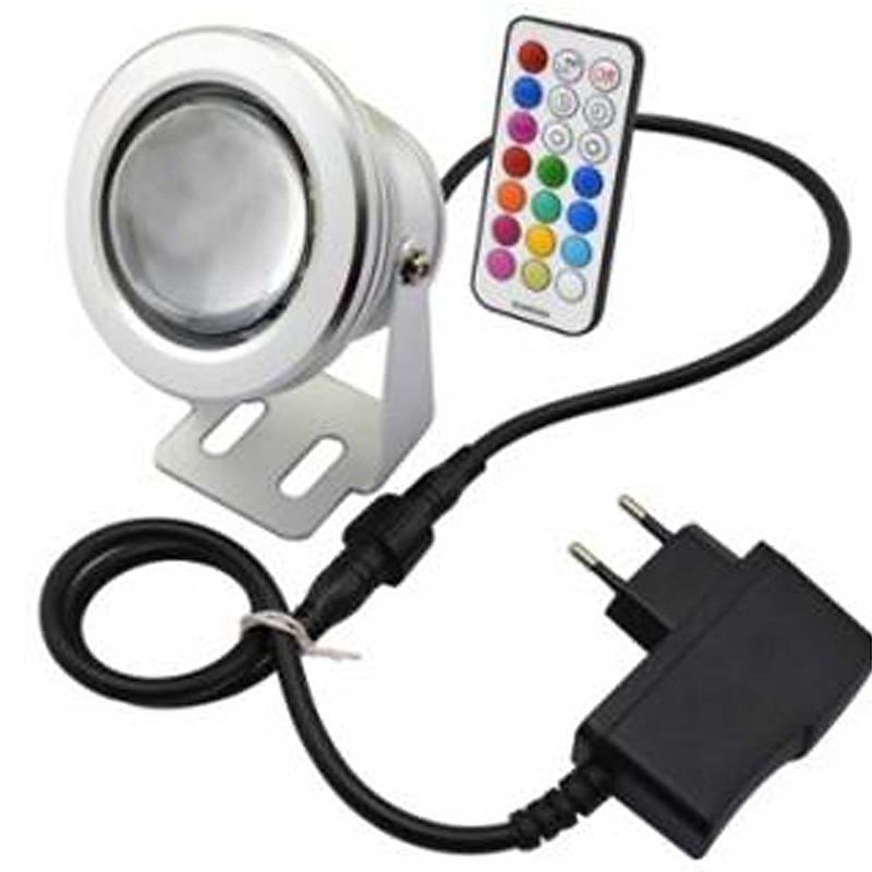 Outdoor 10W LED RGB LED Resistant Garden Landscape Fountain Pond Floodlight Outdoor Lights Lamp Bulb power adapter EU plug Memory Function Timing Setting(AC85-265V)2