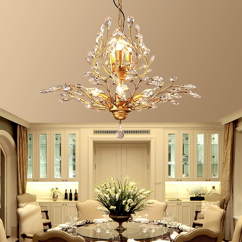 8-Light 78 cm Chandelier LED Pendant Light Metal Crystal Antique Brass Modern Contemporary 110-120V / 220-240V2