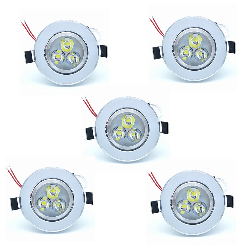 5pcs 3 W 300 lm 3 LED Beads Easy Install Recessed LED Downlights Warm White Cold White 220-240 V Cabinet Ceiling Home / Office / 5 pcs / RoHS / CE Certified