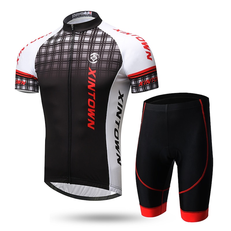 21Grams Men's Short Sleeve Cycling Jersey with Shorts Summer Lycra Black / Red Black / Yellow Green Gradient Bike Clothing Suit Breathable Ultraviolet Resistant Quick Dry Back Pocket Limits Bacteria2