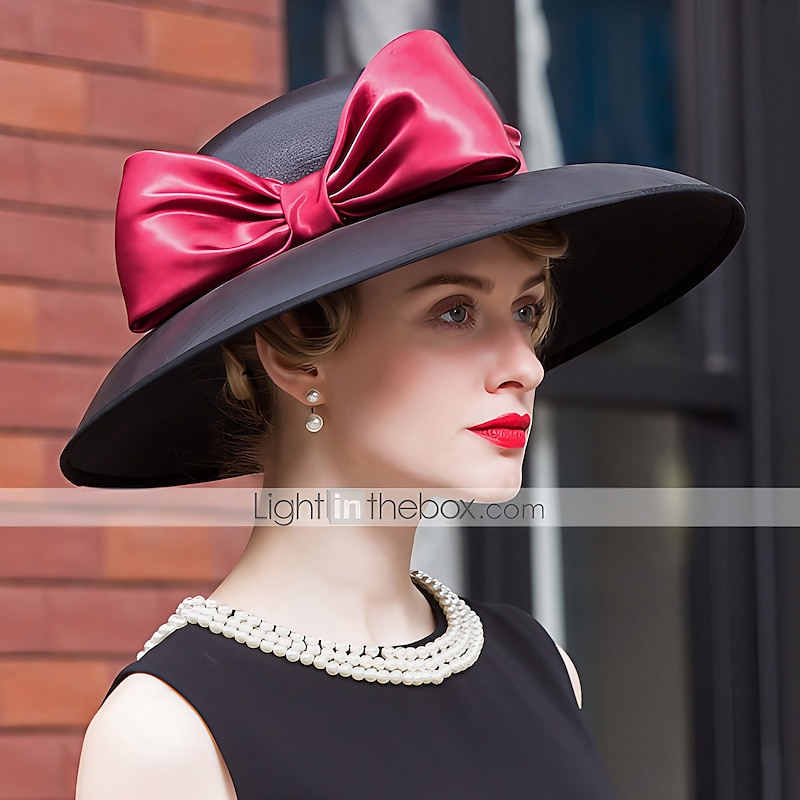 Hats Headwear Plain Twill Bowler / Cloche Hat Sun Hat Wedding Valentine's Day Kentucky Derby Horse Race Melbourne Cup Glam Elegant & Luxurious Romantic With Butterfly Splicing Headpiece Headwear - Main Image