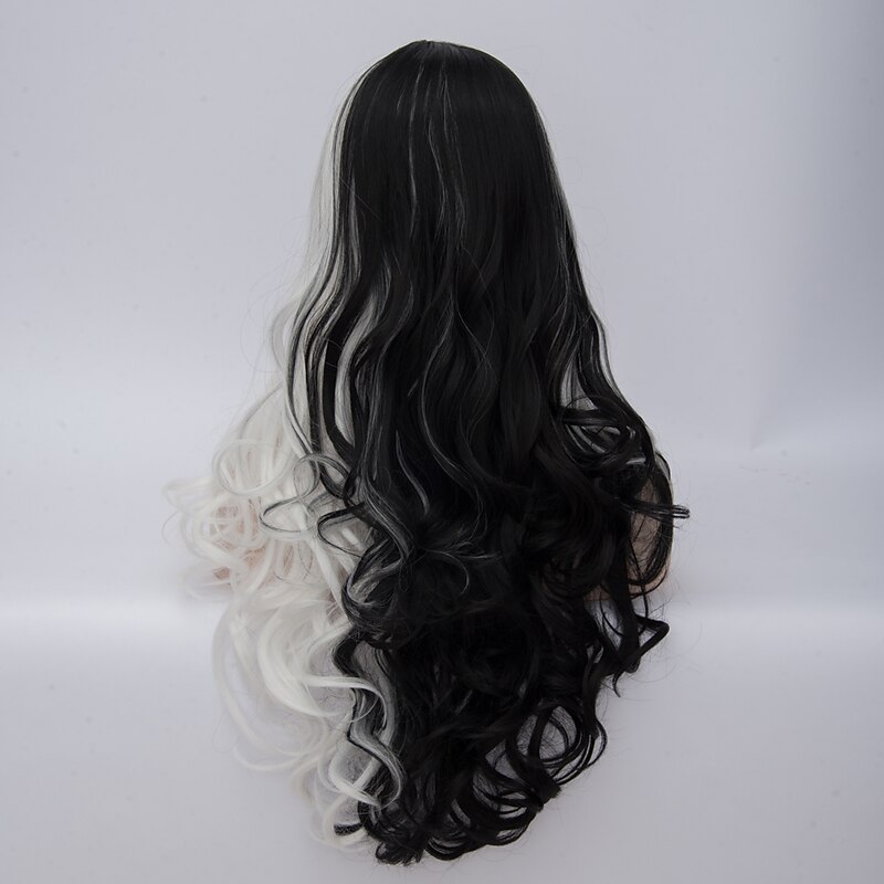 Cosplay Wig  Wig Witches/Wizard Wig Black and White Wig Cruella Deville Wig Synthetic Wig for Women Halloween Wigs2