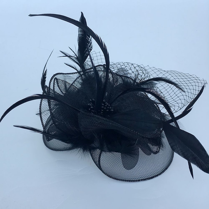 Feather / Net Fascinators Kentucky Derby Hat / Headwear / Birdcage Veils with Floral 1PC Wedding / Special Occasion / Tea Party Headpiece2