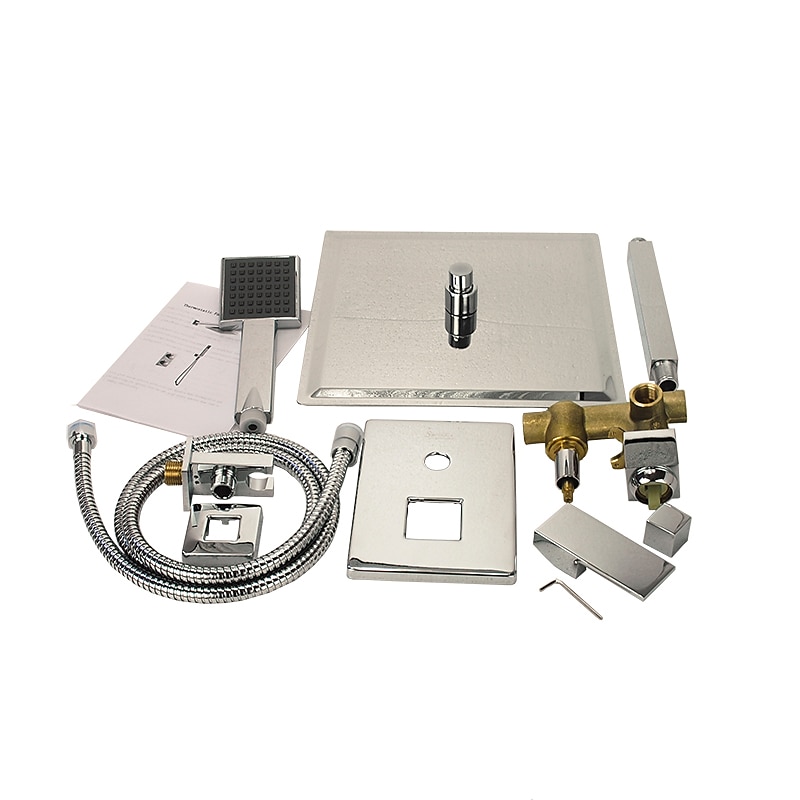 Brass Shower Set,Rainfall Country Chrome Wall Mounted  Mixer Taps Single Handle Four Holes Shower Faucets with Ceramic Valve2