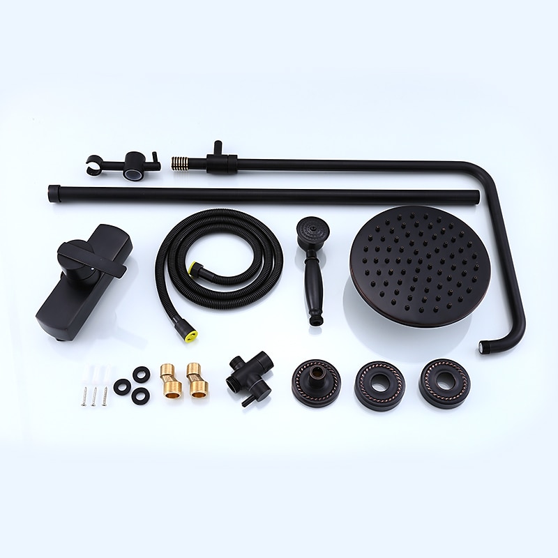 Shower Faucet,Shower System Set Antique Oil-rubbed Bronze Ceramic Valve Bath Shower Mixer Taps/Brass/Single Handle Three Holes4