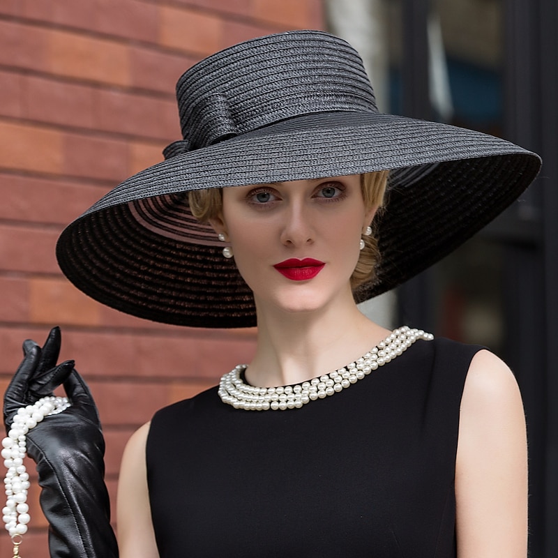 Tulle / Basketwork Kentucky Hat / Hats / Headwear with Floral 1pc Wedding / Special Occasion / Casual Headpiece dress to impress Race Day Dress