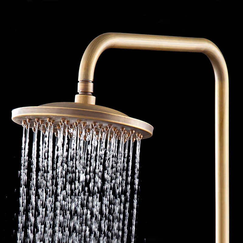 Shower Faucet,Shower System Set,Rainfall Antique Antique Copper Shower System Ceramic Valve Bath Shower Mixer Taps4
