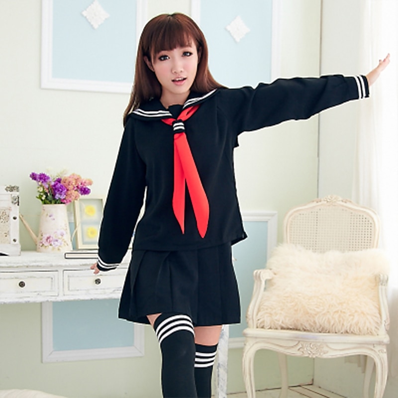 Women's Student / School Uniform Schoolgirls Cosplay Costume For Masquerade Adults' Top Skirt4
