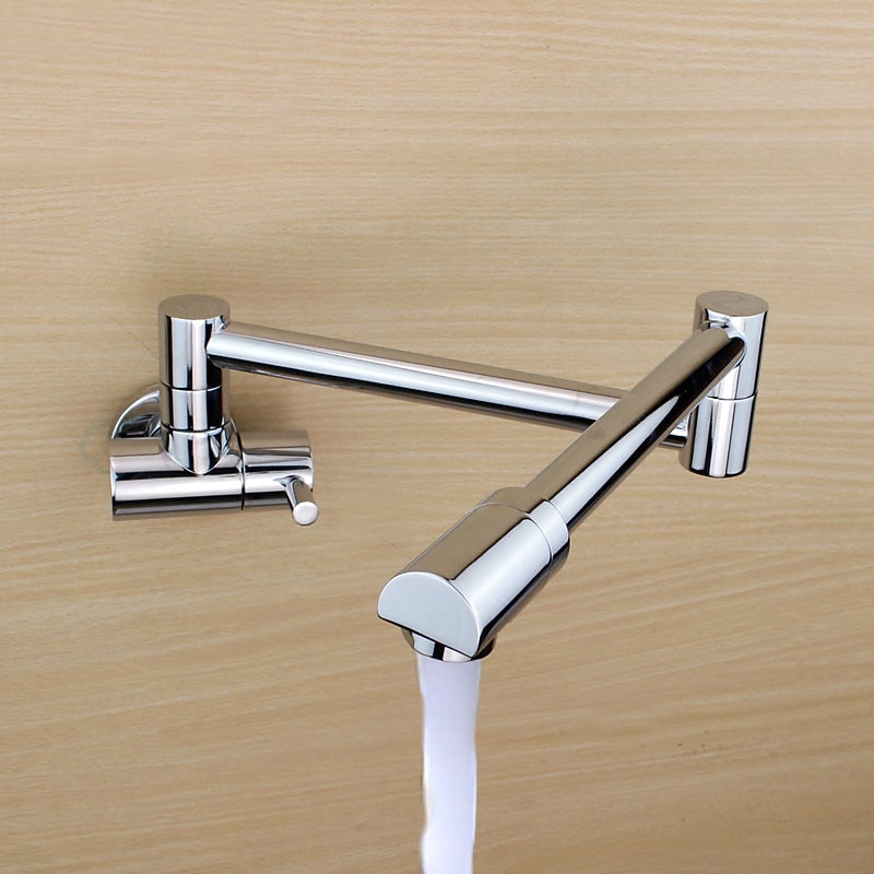 Single Handle Kitchen  Faucet Wall Mounted One Hole Rotatable/Foldable/Centerset, Brass Contemporary Kitchen Faucet Only with Cold Water3