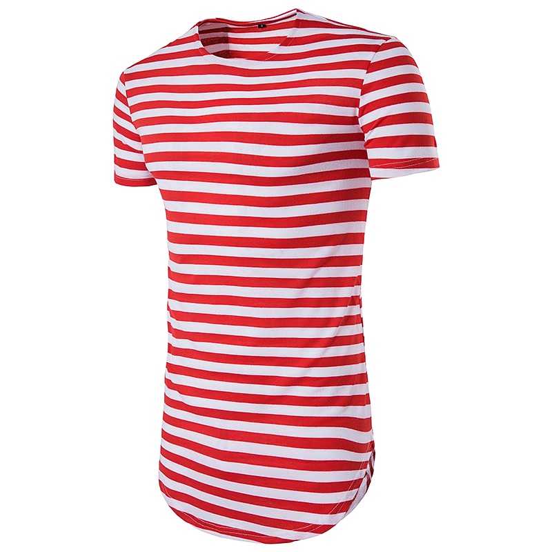 Men's Unisex Striped T shirt Short Sleeve Shirt Round Neck Daily Sports Black Red Navy Blue Light Grey Plus Size Print Clothing Apparel Basic3