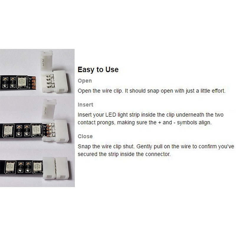 20pcs 4 pin DIY LED RGB Strip Light Connector Adapter 5050 LED 10mm3