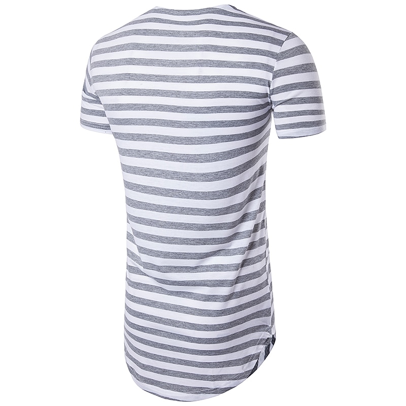 Men's Unisex Striped T shirt Short Sleeve Shirt Round Neck Daily Sports Black Red Navy Blue Light Grey Plus Size Print Clothing Apparel Basic2