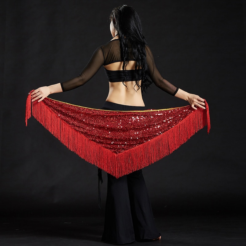 Belly Dance Hip Scarves Women's Performance Polyester Sequin / Tassel Hip Scarf