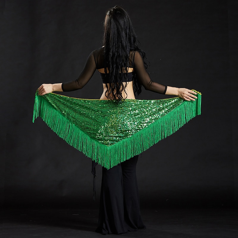 Belly Dance Hip Scarves Women's Performance Polyester Sequin / Tassel Hip Scarf2