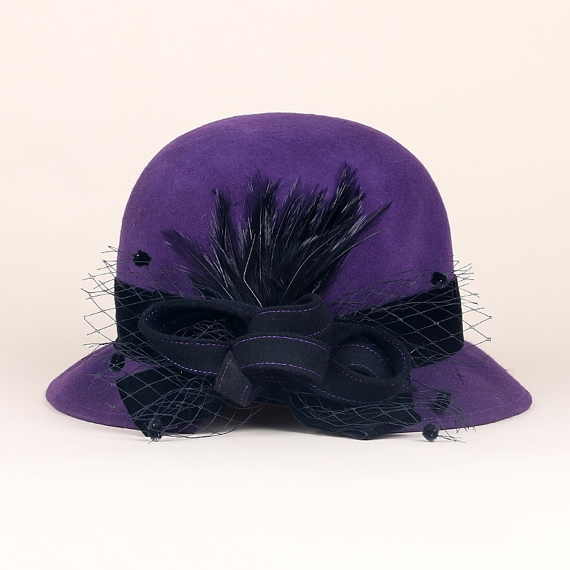 Wool Kentucky Derby Hat / Hats / Headwear with Floral 1pc Wedding / Special Occasion / Casual Headpiece3