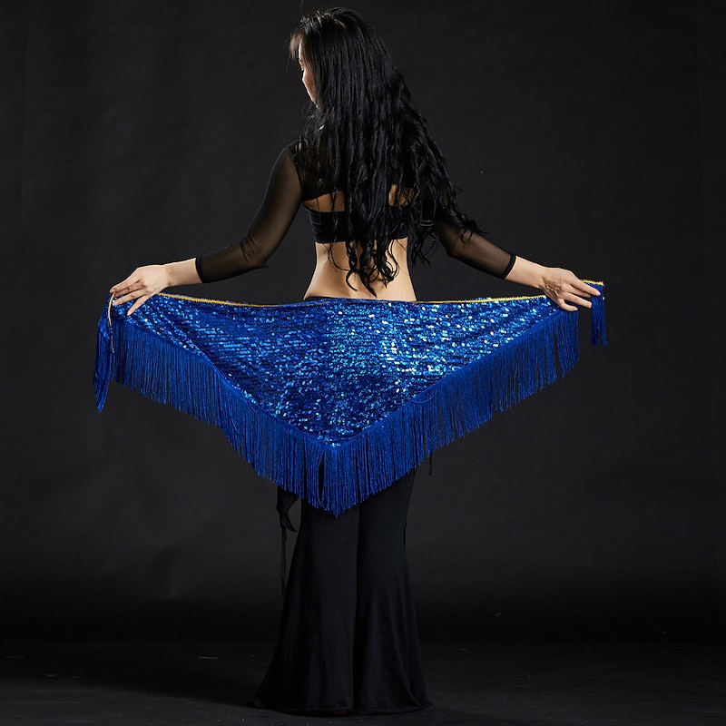 Belly Dance Hip Scarves Women's Performance Polyester Sequin / Tassel Hip Scarf4