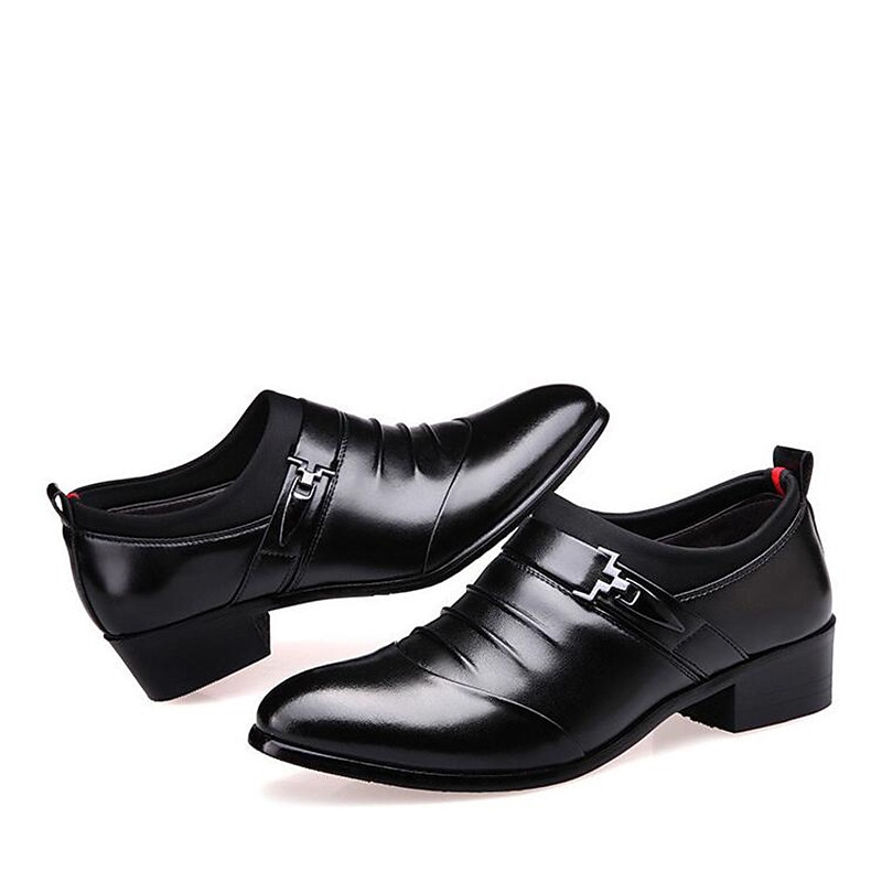 Men's Fashion Slip-On Loafers – Elegant White Faux Leather Shoes with Metal Buckle, Perfect for Formal and Business Casual Wear3