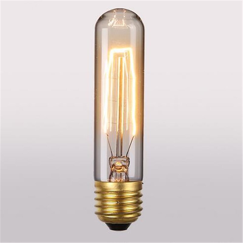 Edison Light Bulbs E26 40W T10 Tubular Vintage Edison Incandescent Dimmable Decorative Candelabra Chandelier Nightlight Amber Warm 220-240V