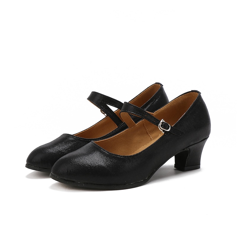 Women's Glitter Dance Shoes – Indoor Suede Sole Mary Jane Style for Ballroom and Latin Dance