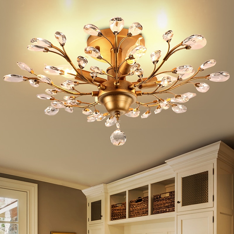 62 cm Chandelier Cluster Design Ceiling Light LED Flush Mount Lights Metal Antique Brass Elegant & Luxurious 110-120V 220-240V CE Certified Flower Design