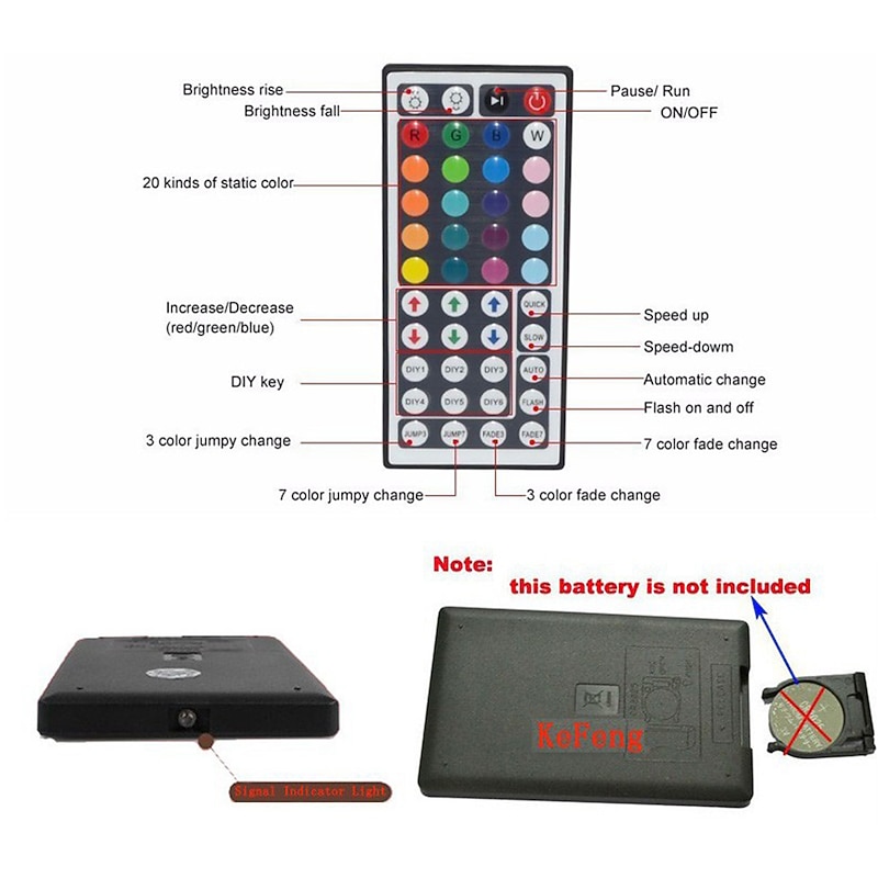 1pc RGB LED Light Strip Remote Controller 44 Keys IR Remote Controller Replacement for SMD 5050 3528 28354